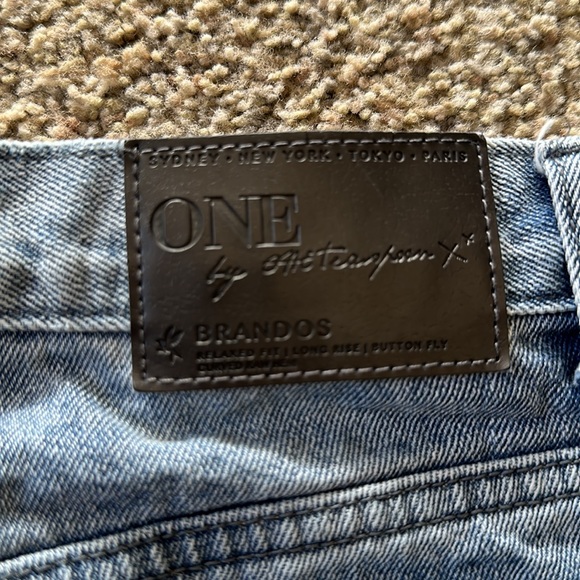 ONE x ONE TEASPOON Distressed Brandos Relaxed Cutoff Denim Shorts - Picture 3 of 4